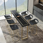 Glam Black Pine Wood Gold Iron Sled Bar Tables