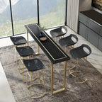 Glam Black Pine Wood Gold Iron Sled Bar Tables