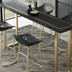 Glam Black Pine Wood Gold Iron Sled Bar Tables