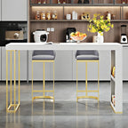 Modern White Stone Gold Metal Bar Table with Storage