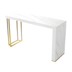 Modern White Stone Gold Metal Bar Table with Storage