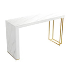 Modern White Stone Gold Metal Bar Table with Storage