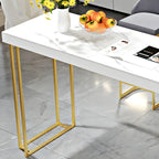 Modern White Stone Gold Metal Bar Table with Storage