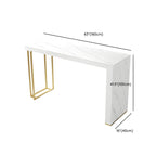 Modern White Stone Gold Metal Bar Table with Storage
