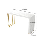 Modern White Stone Gold Metal Bar Table with Storage