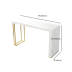 Modern White Stone Gold Metal Bar Table with Storage