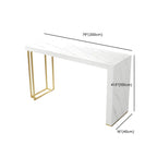 Modern White Stone Gold Metal Bar Table with Storage