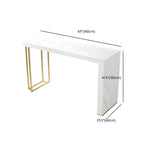 Modern White Stone Gold Metal Bar Table with Storage