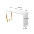 Modern White Stone Gold Metal Bar Table with Storage