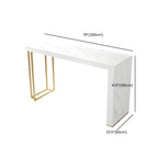 Modern White Stone Gold Metal Bar Table with Storage
