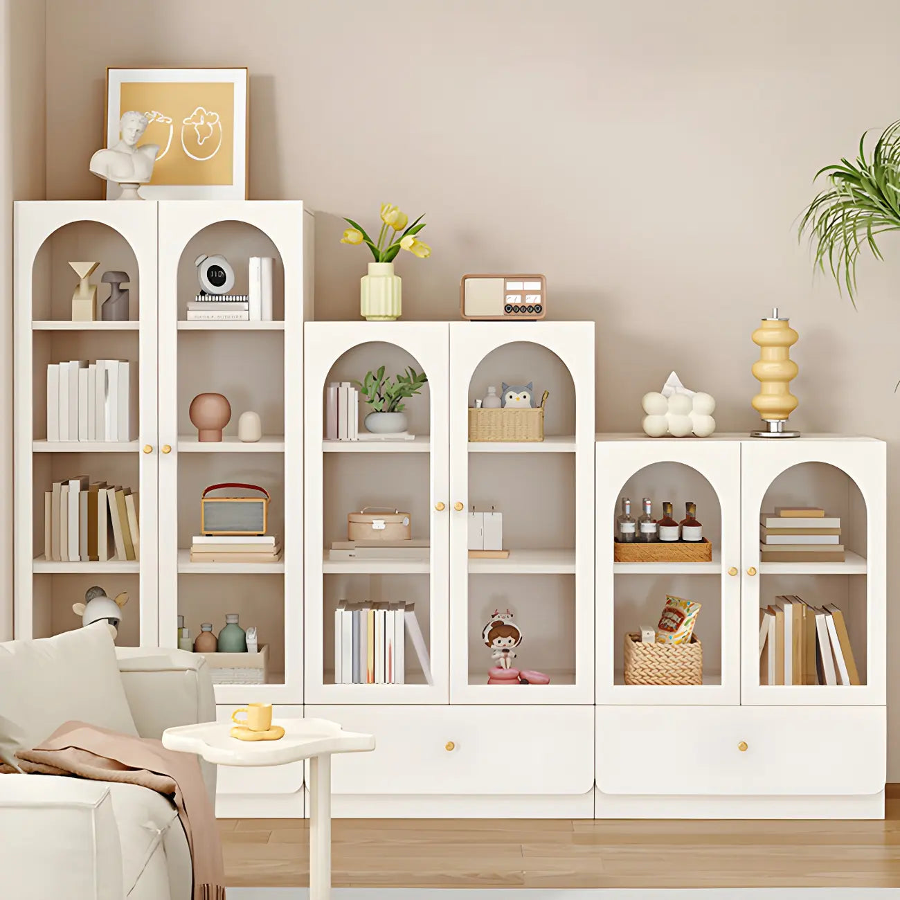 Modern White Wood Storage Bookcase Display Unit