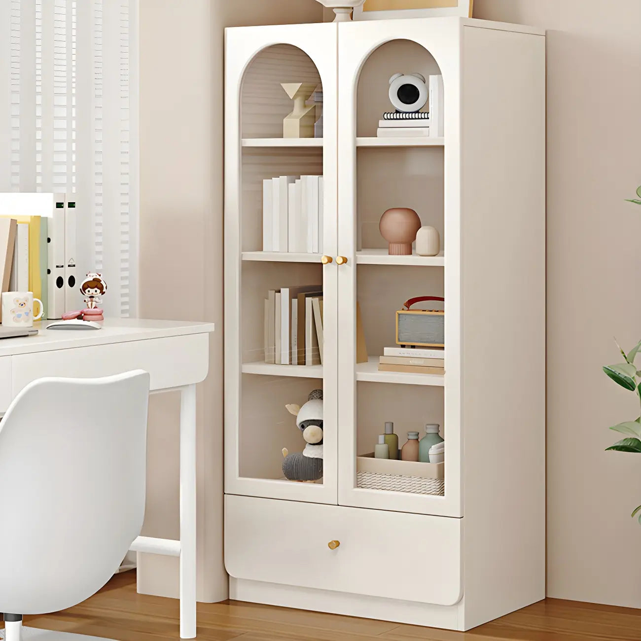 Modern White Wood Storage Bookcase Display Unit