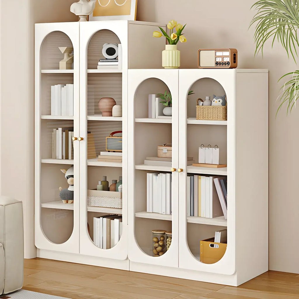 Modern White Wood Storage Bookcase Display Unit