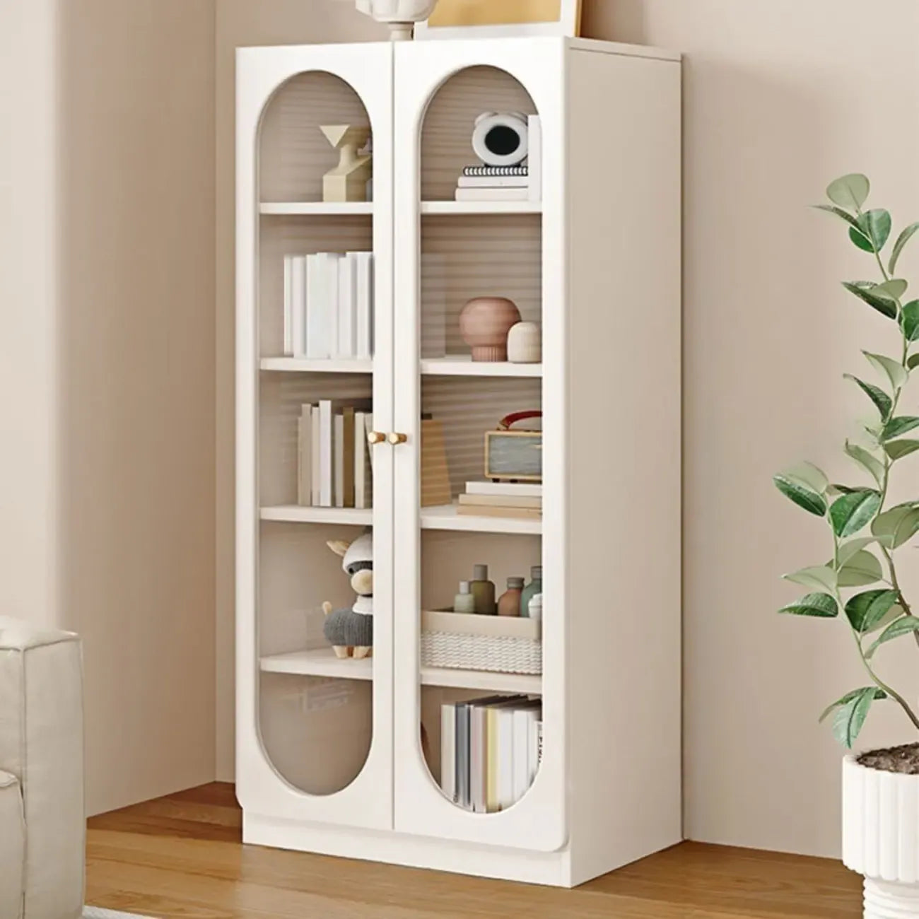 Modern White Wood Storage Bookcase Display Unit