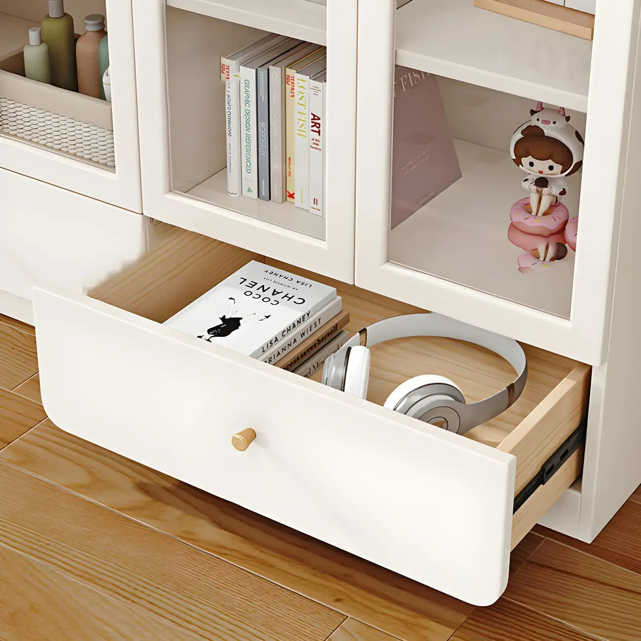 Modern White Wood Storage Bookcase Display Unit