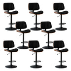 Adjustable Height Bucket Swivel Leather Bar Stool with Back