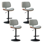 Adjustable Height Bucket Swivel Leather Bar Stool with Back