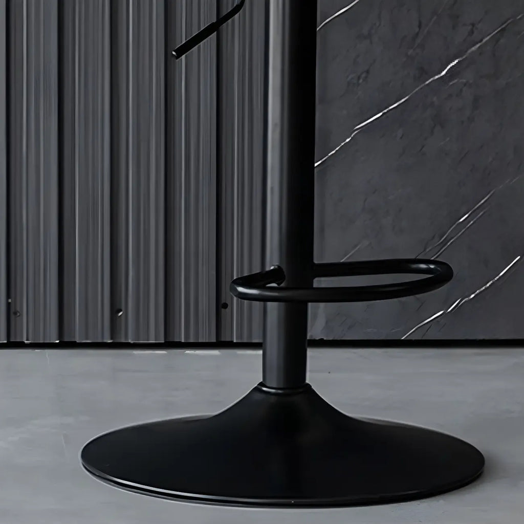 Adjustable Height Bucket Swivel Leather Bar Stool with Back