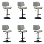 Adjustable Height Bucket Swivel Leather Bar Stool with Back