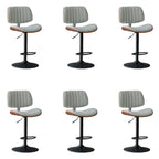 Adjustable Height Bucket Swivel Leather Bar Stool with Back