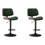 Adjustable Height Bucket Swivel Leather Bar Stool with Back
