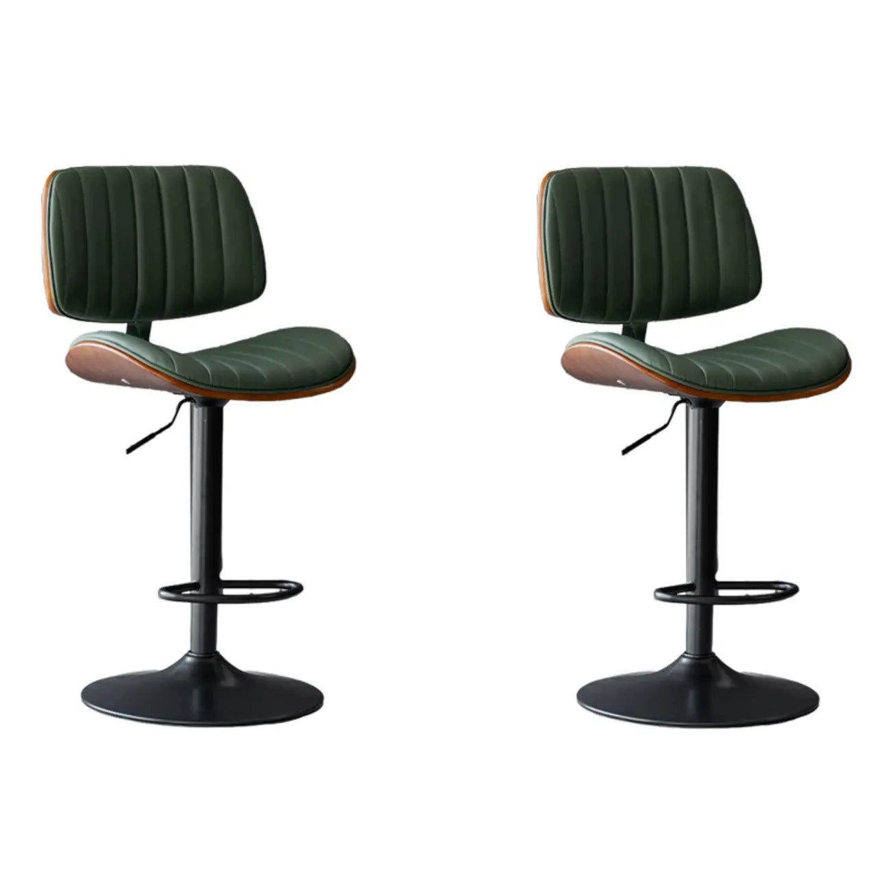 Adjustable Height Bucket Swivel Leather Bar Stool with Back