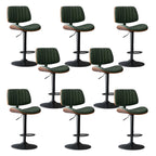 Adjustable Height Bucket Swivel Leather Bar Stool with Back