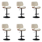 Adjustable Height Bucket Swivel Leather Bar Stool with Back