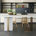 Glam White Faux Marble Gold Legs Bar Tables
