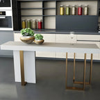Glam White Faux Marble Gold Legs Bar Tables