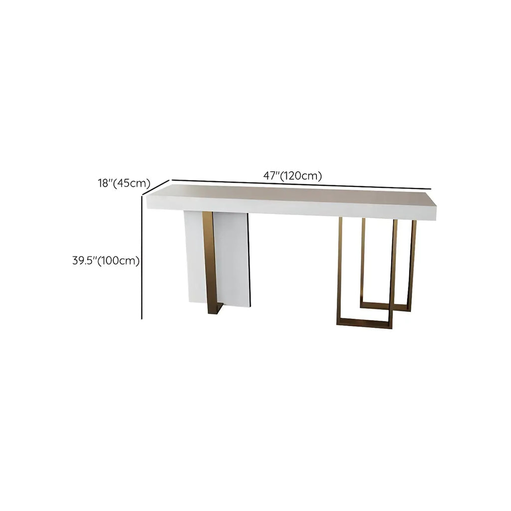 Glam White Faux Marble Gold Legs Bar Tables