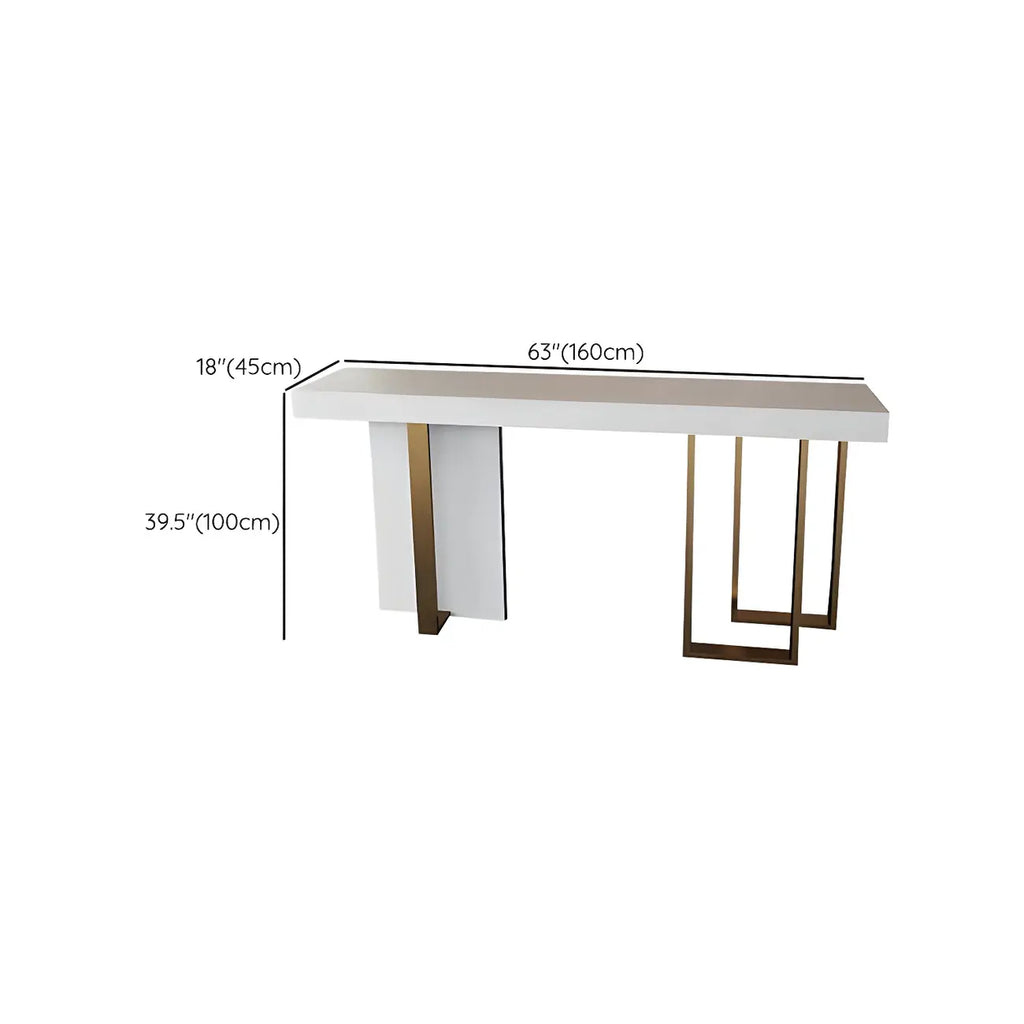 Glam White Faux Marble Gold Legs Bar Tables