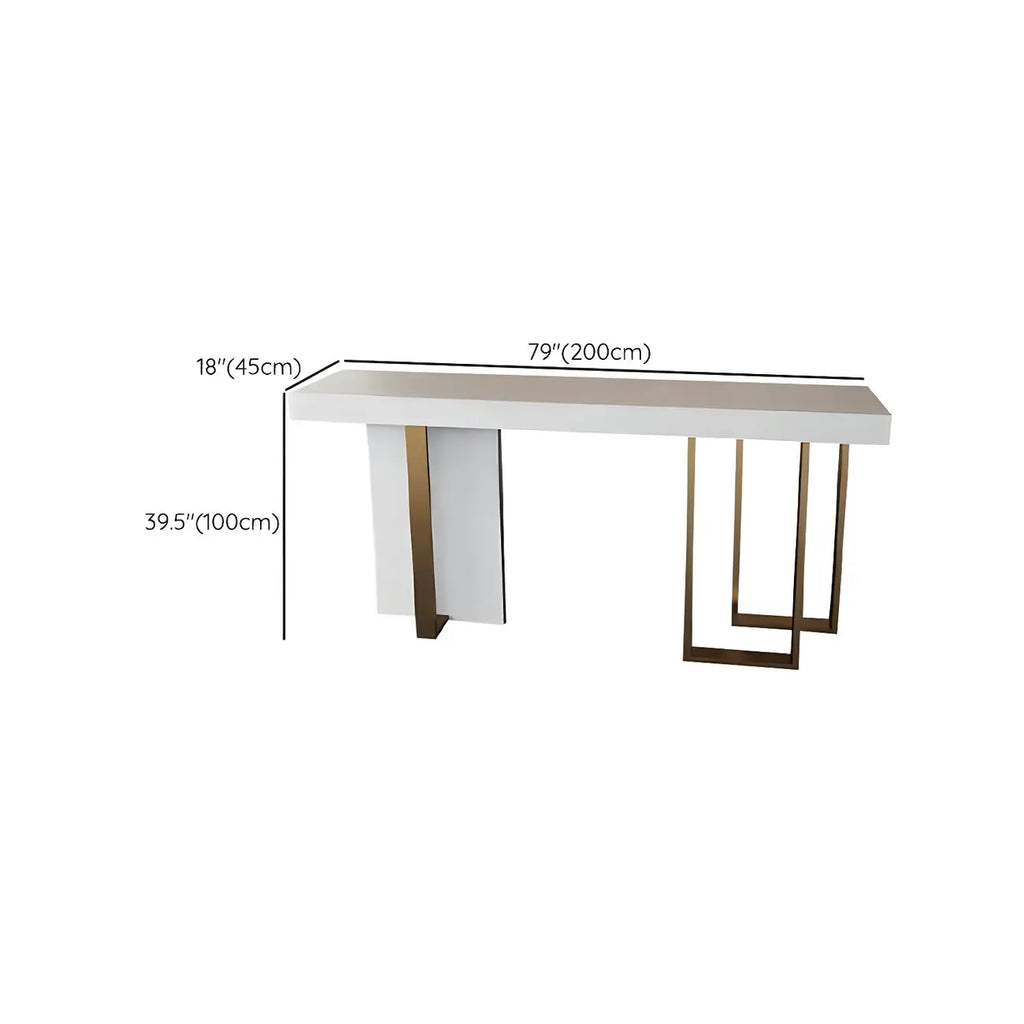 Glam White Faux Marble Gold Legs Bar Tables