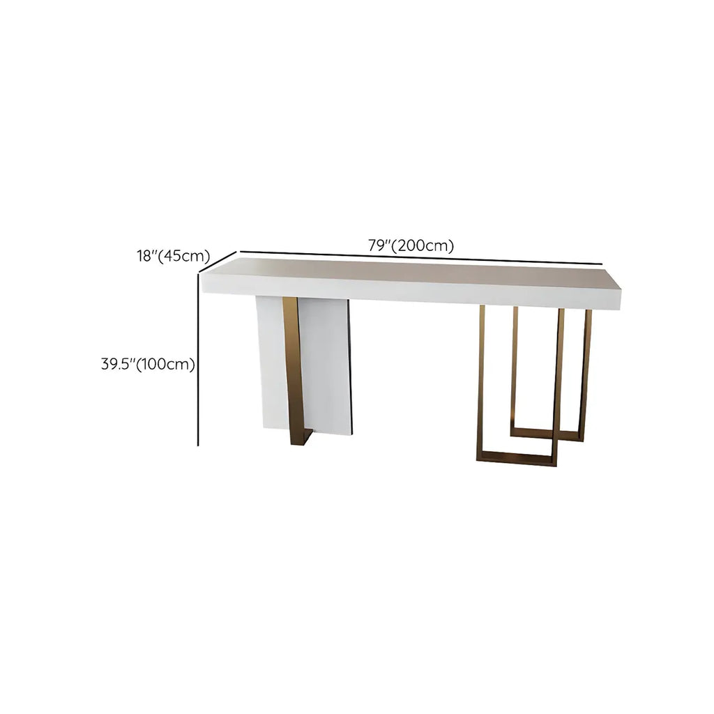 Glam White Faux Marble Gold Legs Bar Tables