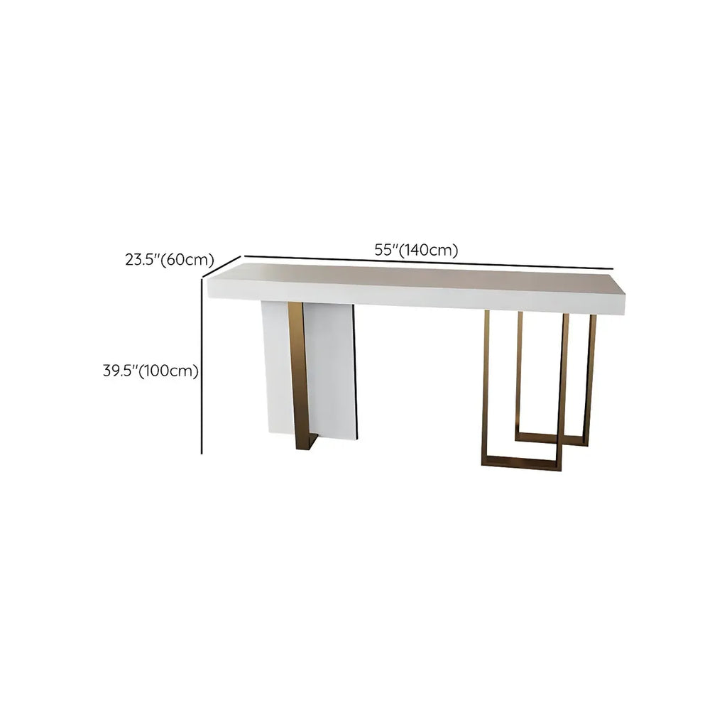 Glam White Faux Marble Gold Legs Bar Tables
