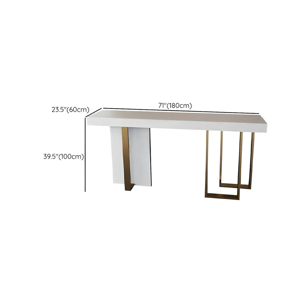 Glam White Faux Marble Gold Legs Bar Tables