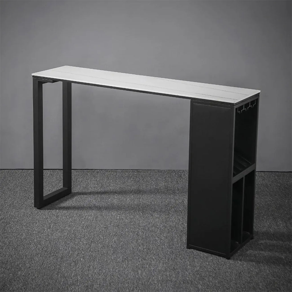 Modern Stone Metal Wine Storage Bar Tables with Cup Holder