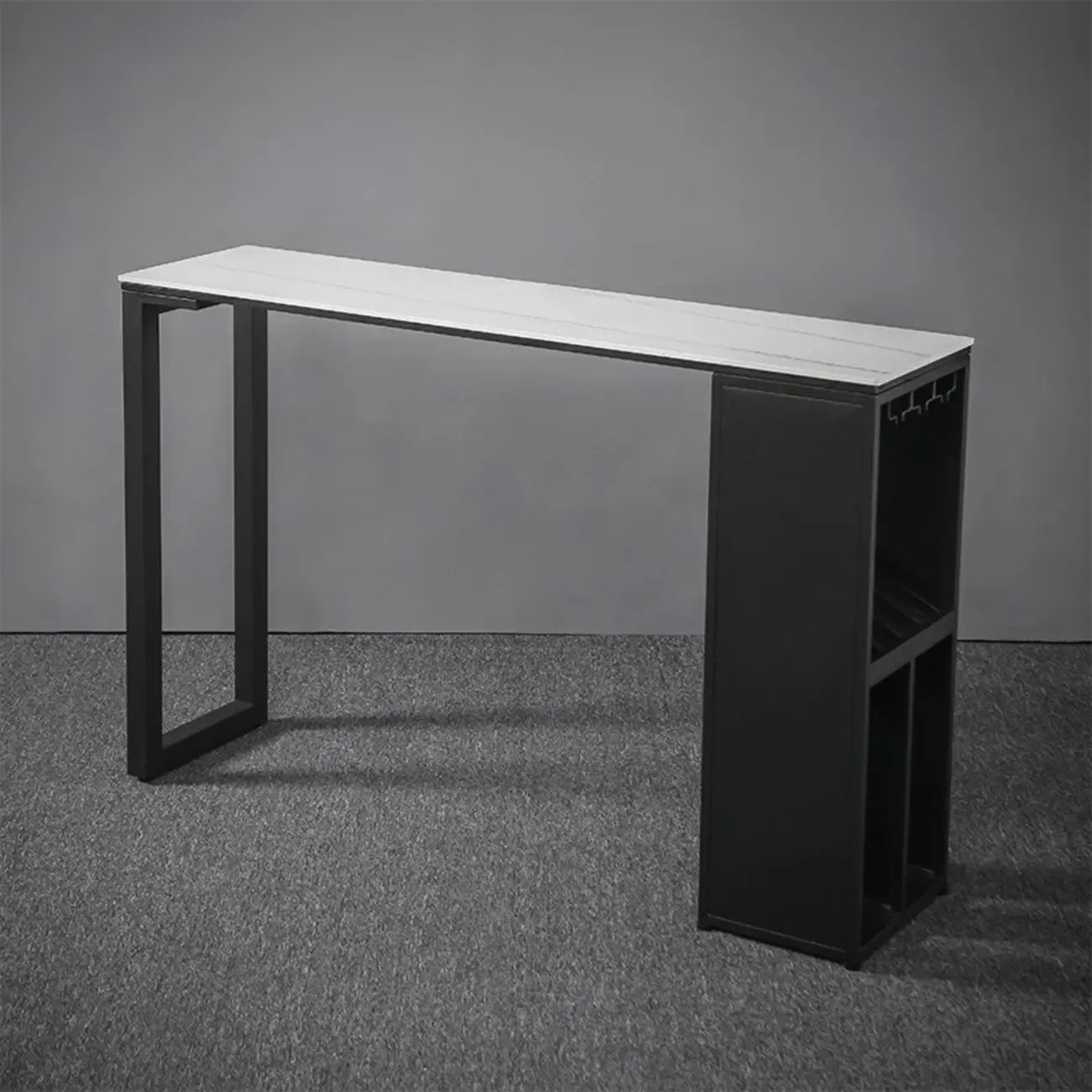 Modern Stone Metal Wine Storage Bar Tables with Cup Holder