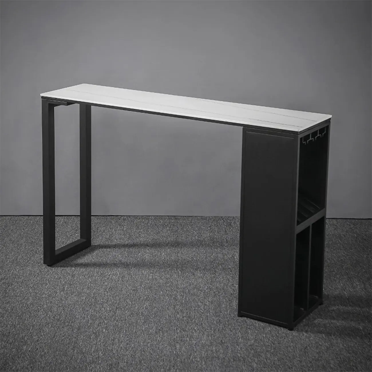 Modern Stone Metal Wine Storage Bar Tables with Cup Holder