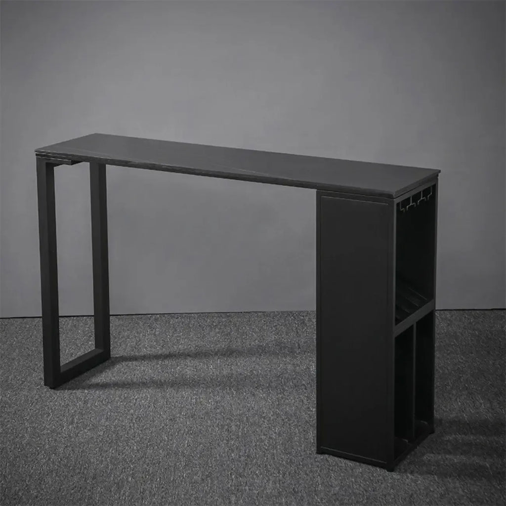 Modern Stone Metal Wine Storage Bar Tables with Cup Holder