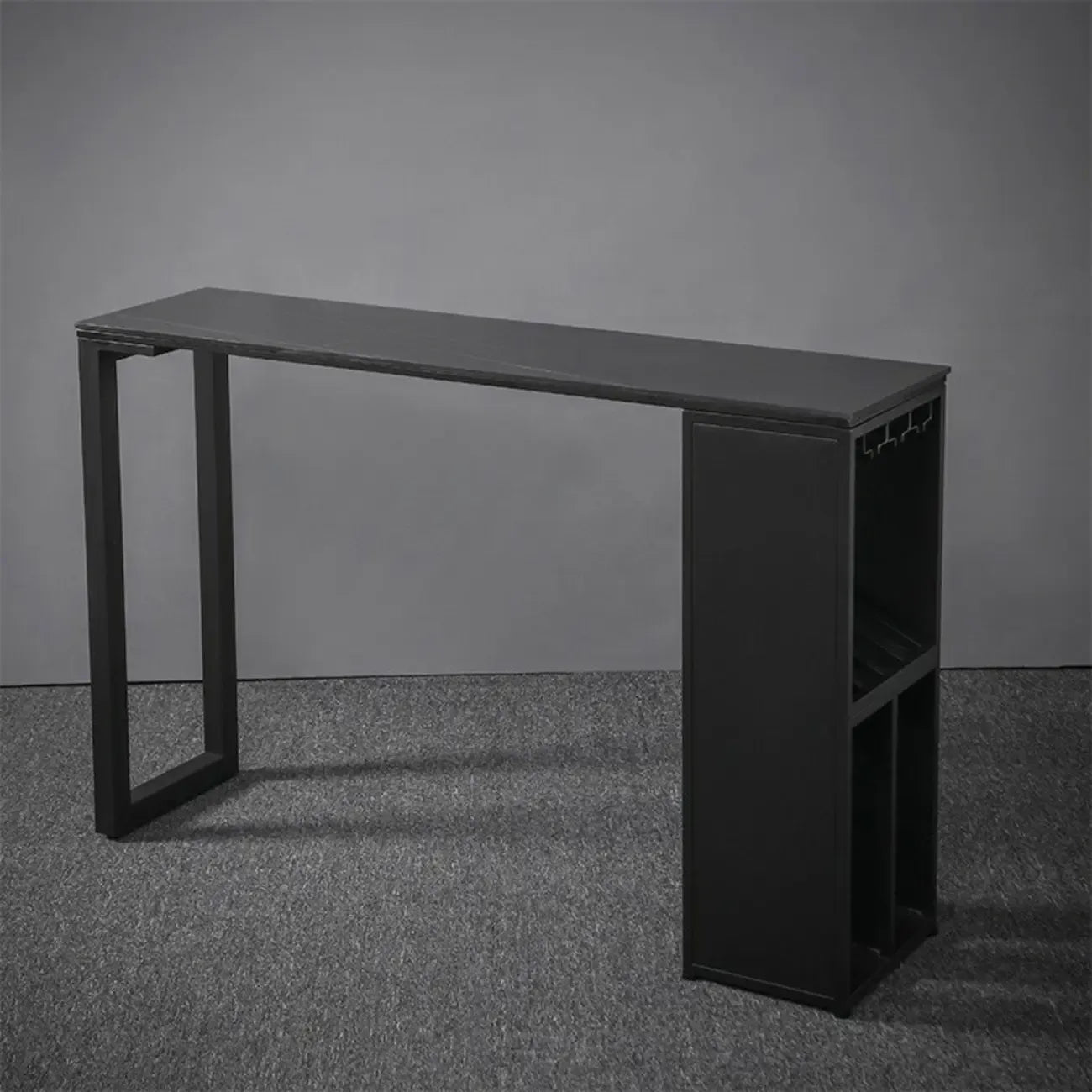 Modern Stone Metal Wine Storage Bar Tables with Cup Holder