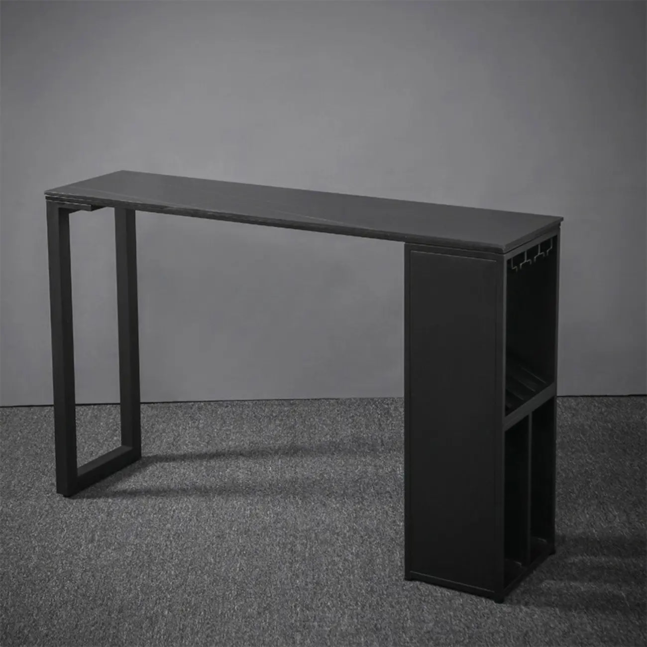 Modern Stone Metal Wine Storage Bar Tables with Cup Holder