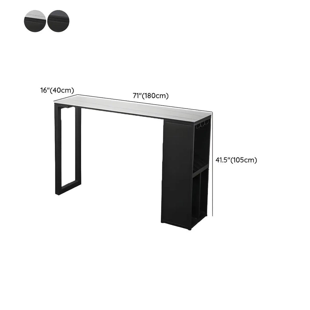 Modern Stone Metal Wine Storage Bar Tables with Cup Holder