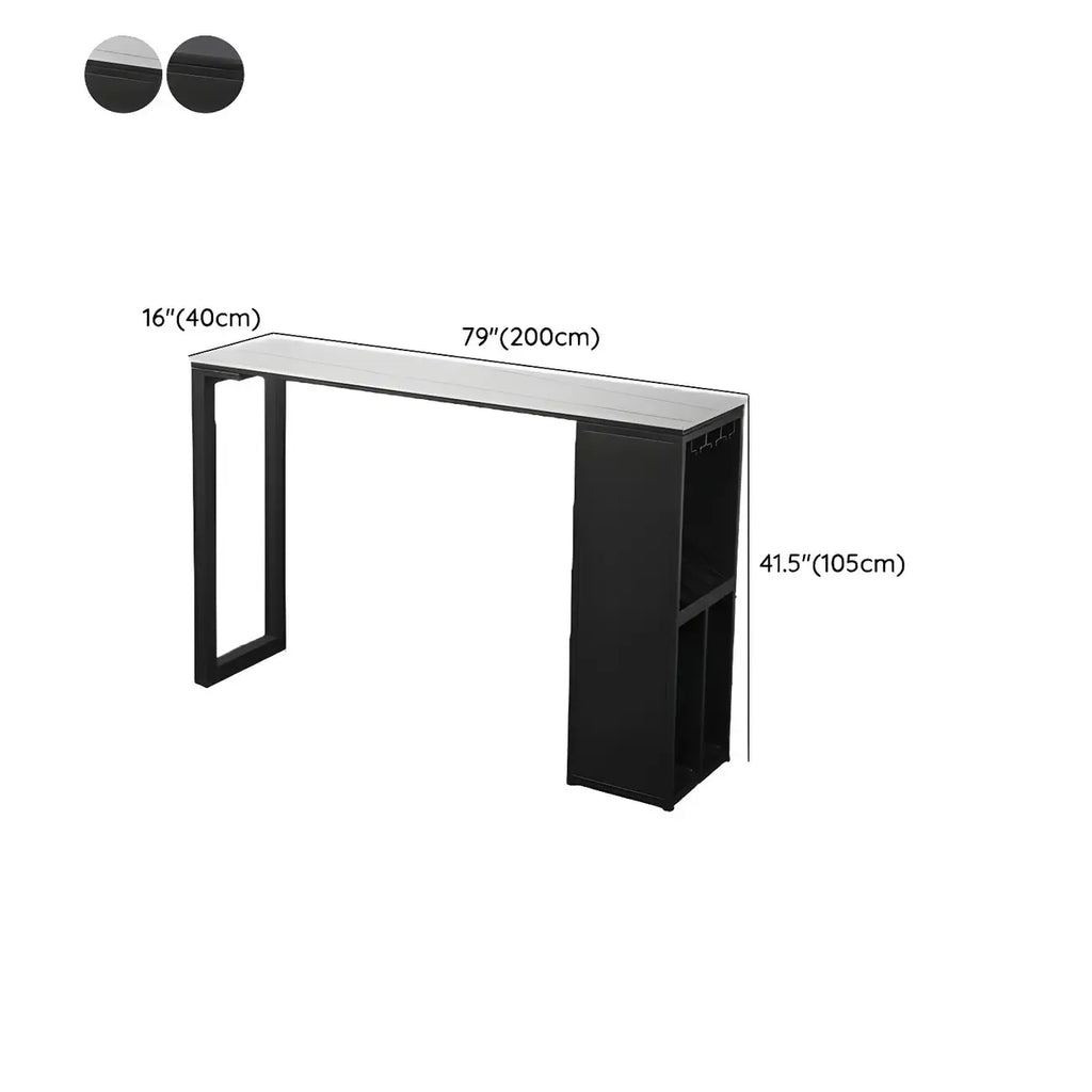 Modern Stone Metal Wine Storage Bar Tables with Cup Holder