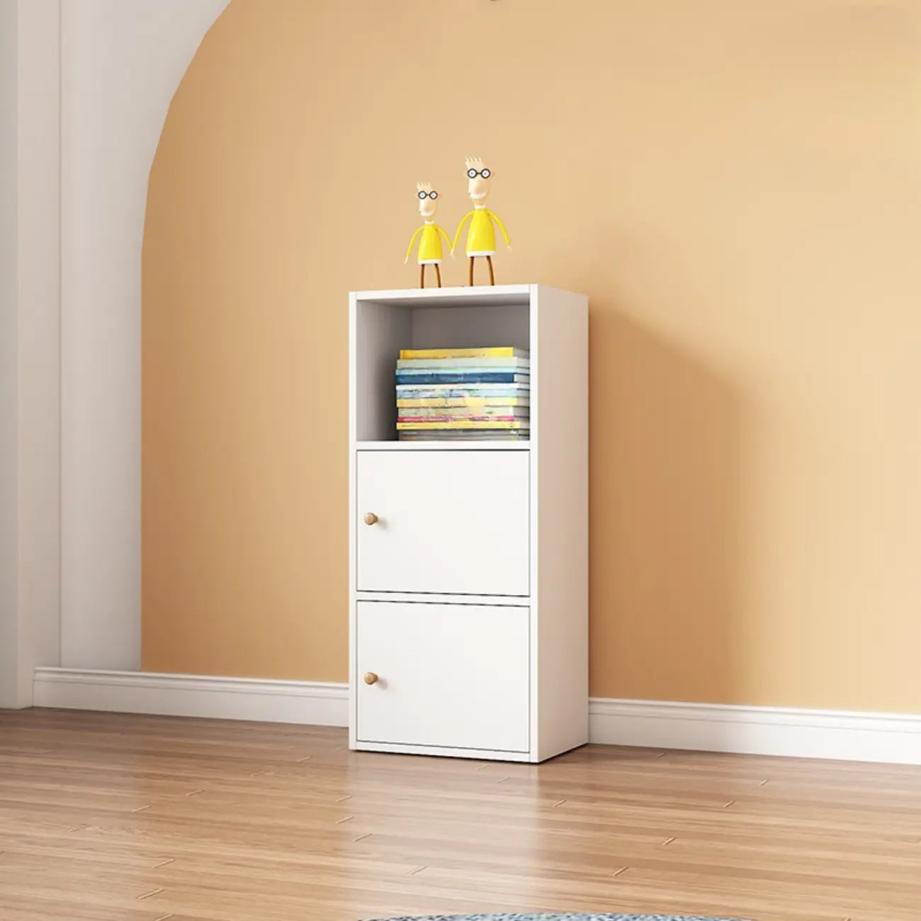 Simple Rectangular White Modular Wooden Bookcase