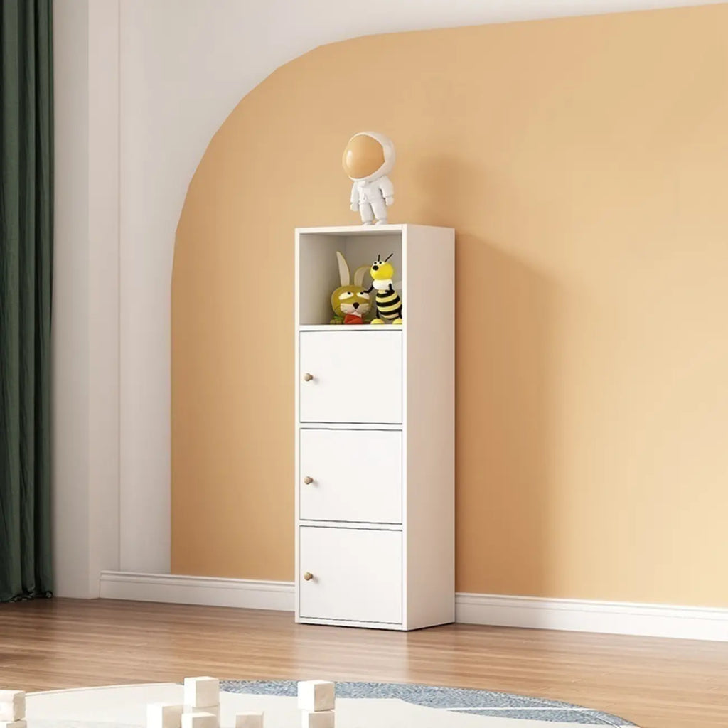 Simple Rectangular White Modular Wooden Bookcase