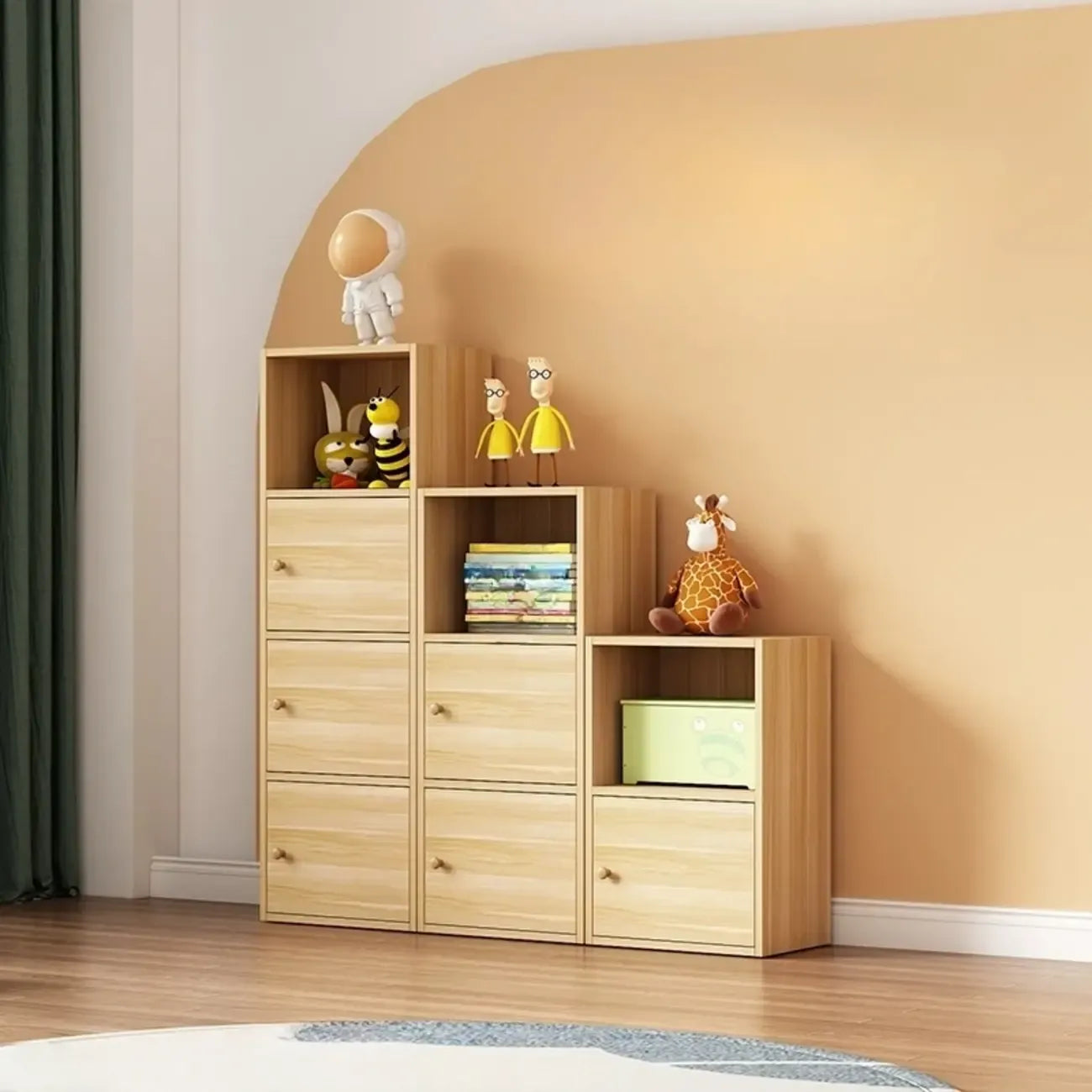 Simple Rectangular White Modular Wooden Bookcase