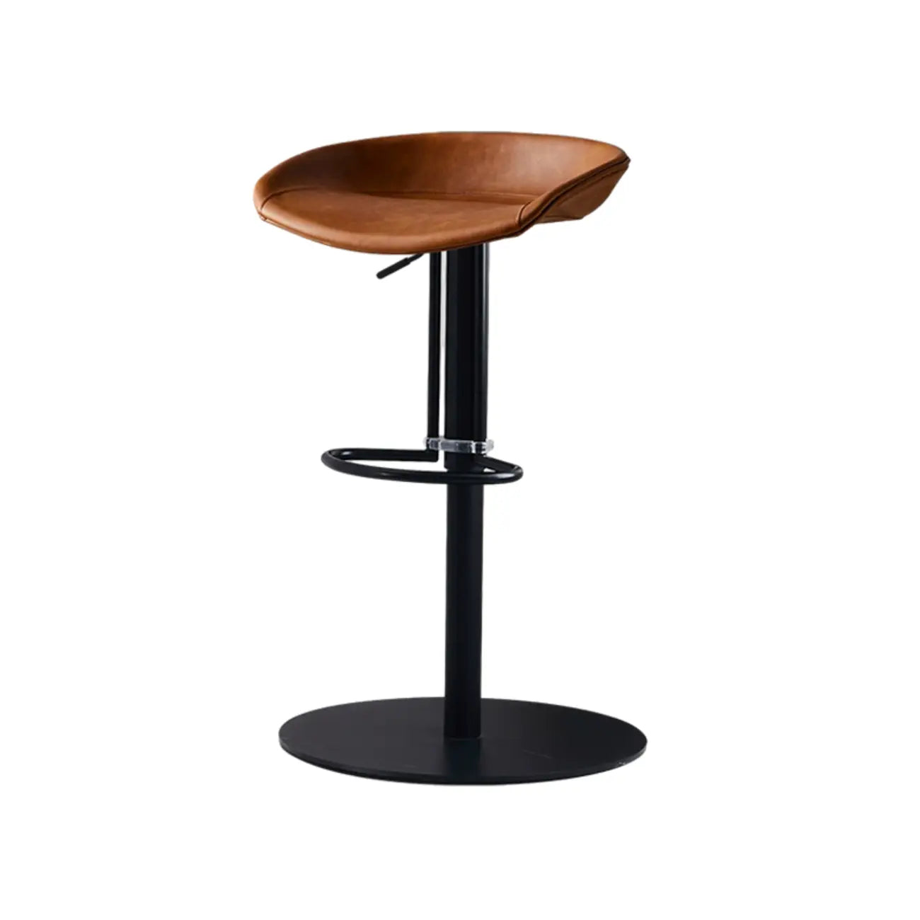 Adjustable Black Leather Saddle Swivel Bar Stools