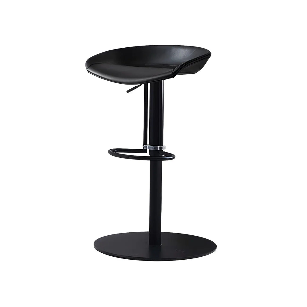 Adjustable Black Leather Saddle Swivel Bar Stools