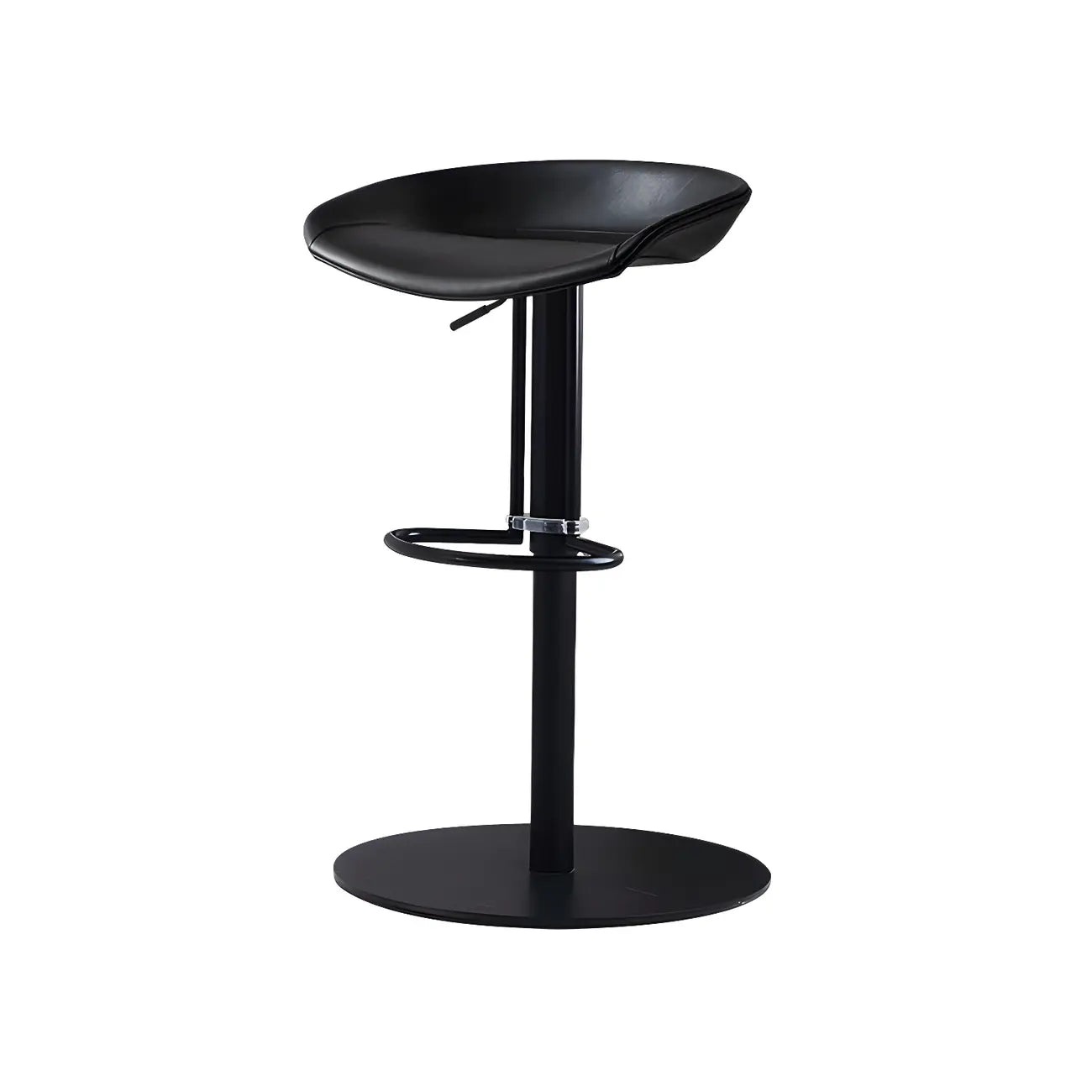 Adjustable Black Leather Saddle Swivel Bar Stools